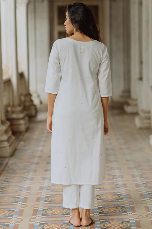 Okhai 'Together' Mirror Work Cotton Kurta Pant Set - Image 3