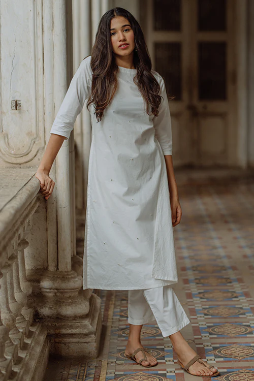 Okhai 'Together' Mirror Work Cotton Kurta Pant Set - Image 5