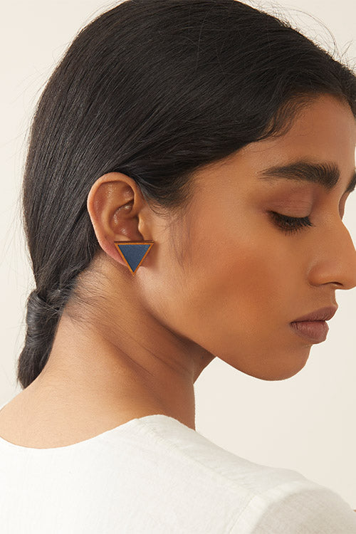 Whe Two Look in One Blue Traingle earring - Image 3
