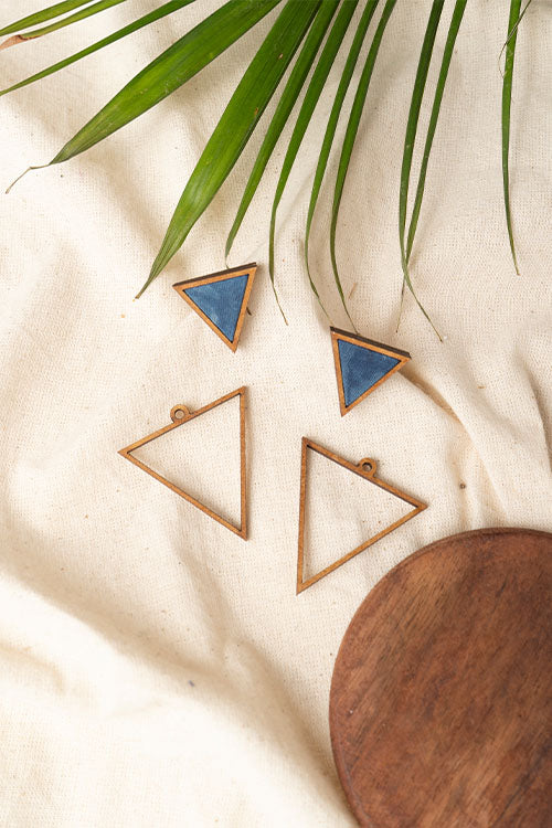 Whe Two Look in One Blue Traingle earring - Image 5
