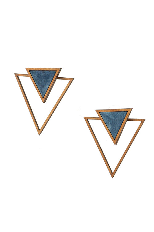 Whe Two Look in One Blue Traingle earring - Image 6