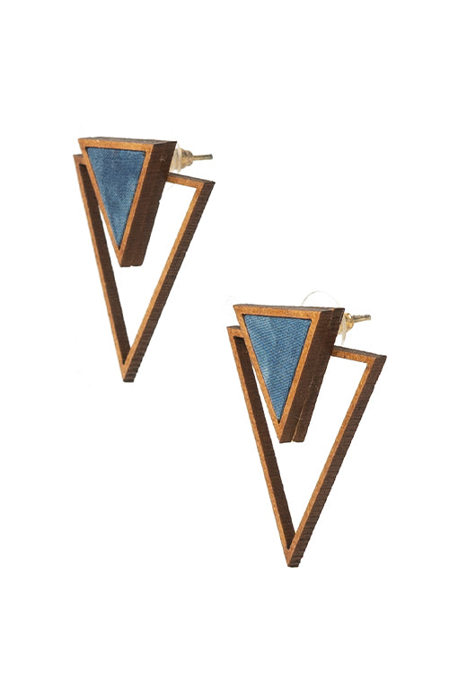 Whe Two Look in One Blue Traingle earring - Image 7