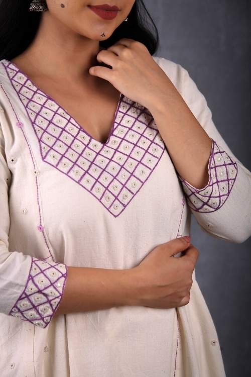 Urmul Desert Crafts-"Amara Kurta" A Line Cotton Handloom Kurta - Image 2