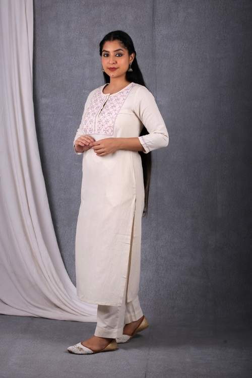 Urmul Desert Crafts-"Antara Kurta" Straight Handloom Kurta - Image 2