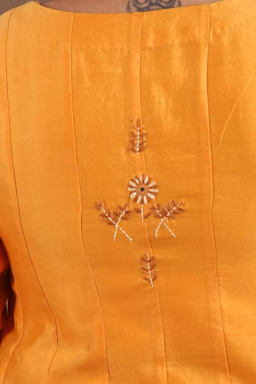 Urmul Desert Crafts- "CHAMELI" Mustard Chanderi Kalidar Kurta


 " - Image 2