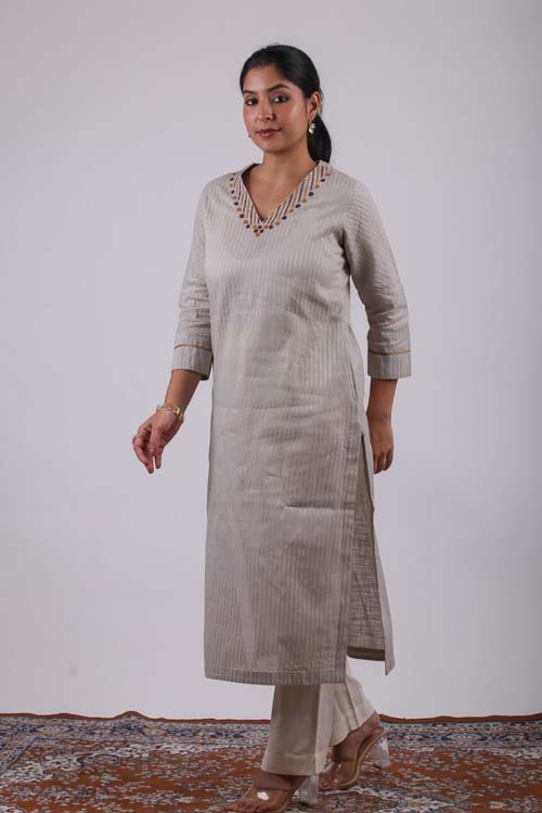 Urmul Desert Crafts- "Gulshan" Cotton Straight Kurta - Image 7