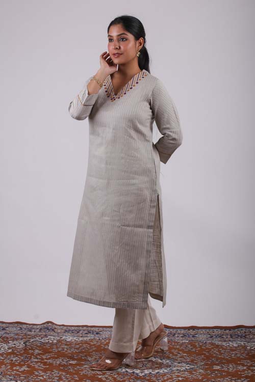 Urmul Desert Crafts- "Gulshan" Cotton Straight Kurta - Image 8