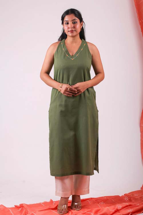 Urmul Desert Crafts- "Heena" Cotton Halter Neck Kurta
