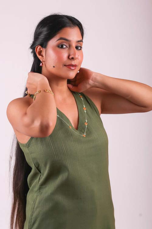 Urmul Desert Crafts- "Heena" Cotton Halter Neck Kurta - Image 3