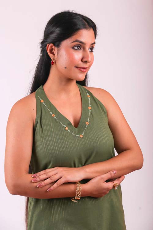 Urmul Desert Crafts- "Heena" Cotton Halter Neck Kurta - Image 4