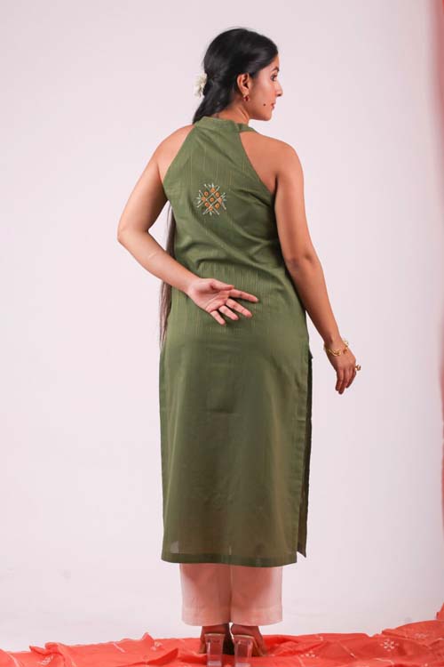 Urmul Desert Crafts- "Heena" Cotton Halter Neck Kurta - Image 6