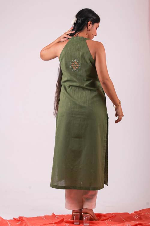 Urmul Desert Crafts- "Heena" Cotton Halter Neck Kurta - Image 7