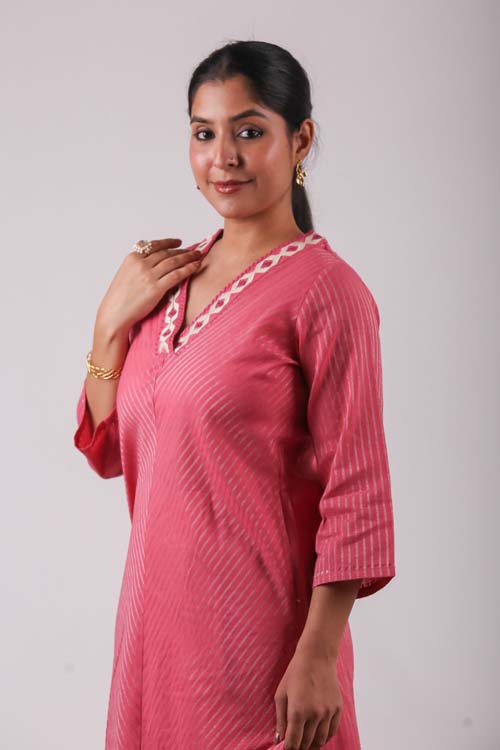 Urmul Desert Crafts-  "Hirni" Cotton Soof Hand Embroiderd Kurta - Image 6