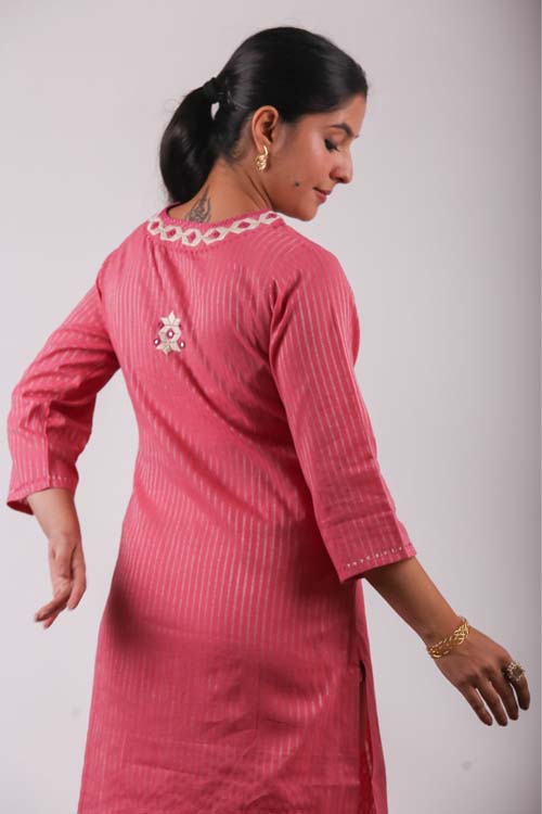 Urmul Desert Crafts-  "Hirni" Cotton Soof Hand Embroiderd Kurta - Image 8