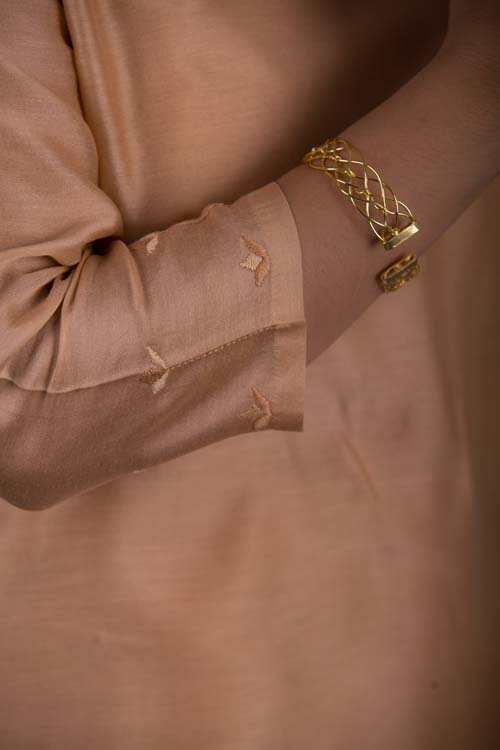Urmul Desert Crafts ' Lakshita Chanderi Beige Kurti With Soof Hand Embroidery - Image 5