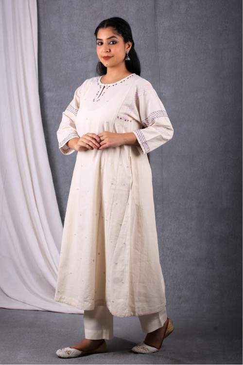 Urmul Desert Crafts-"Padmini Kurta" A Line Cotton Handloom Kurta