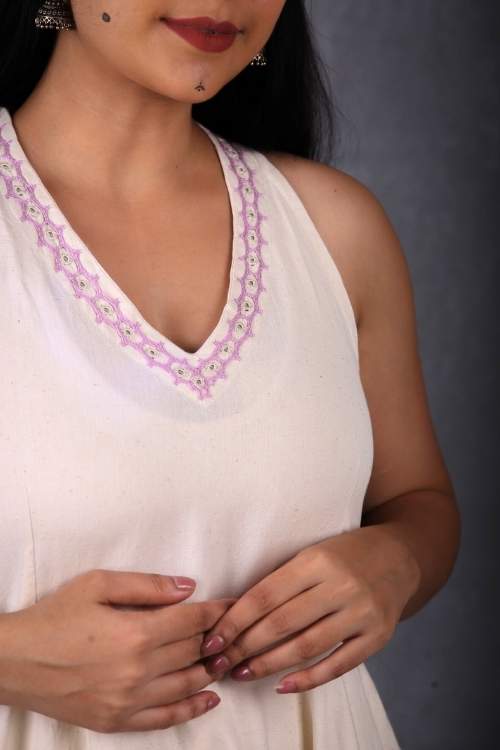 Urmul Desert Crafts-"Sankhu Dress" Halter Neck Handloom Dress - Image 2