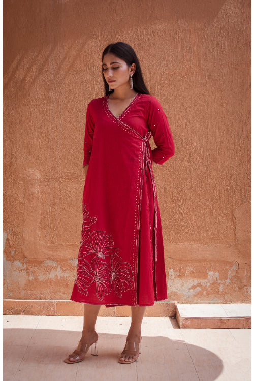 Urmul 'Hoor' Laal Ishq Cotton Kurti.(2pc kurta and pant set ) - Image 6