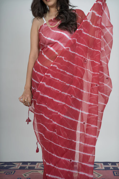 Urmul 'Malti ' Pure Cotton Kotta Doriya Saree. - Image 4