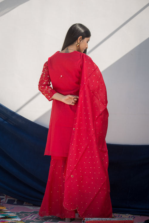 Urmul'Saba' Festive' Chanderi Kurti.(3Pc Kurta,Sharara And Dupatta Set) - Image 6