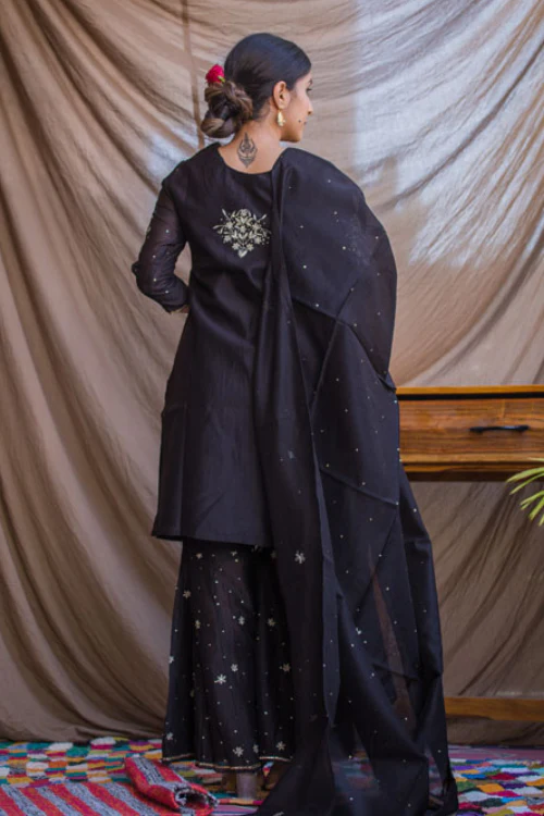 Urmul'Souma' Festive' Chanderi Kurti.(3Pc Kurta,Sharara And Dupatta Set) - Image 12