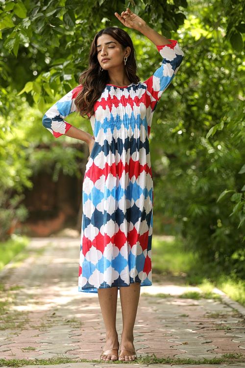 SootiSyahi'ValleyOfFlower'BlockPrintedCotton Dress - Image 4
