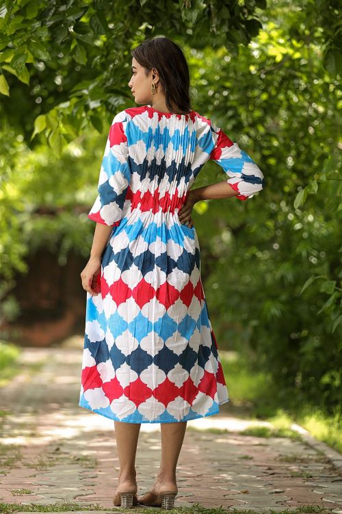 SootiSyahi'ValleyOfFlower'BlockPrintedCotton Dress - Image 7
