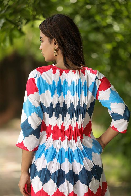 SootiSyahi'ValleyOfFlower'BlockPrintedCotton Dress - Image 8