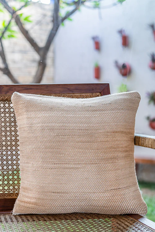 Veni Hand-Woven Cushion Cover (Single Pc)-Beige