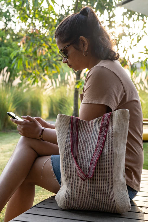 Vidya Hand-Woven Tote Bag - Image 3