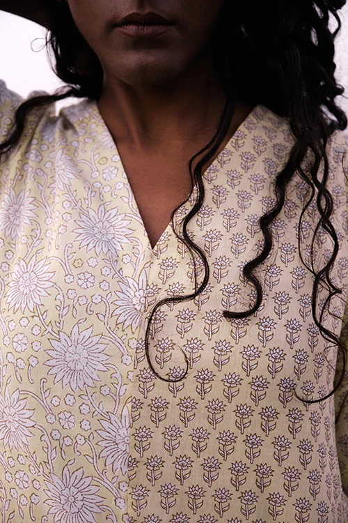 Okhai 'Warm Breeze' Mul Cotton Hand Block Printed Kurta Pant Dupatta Set - Image 3