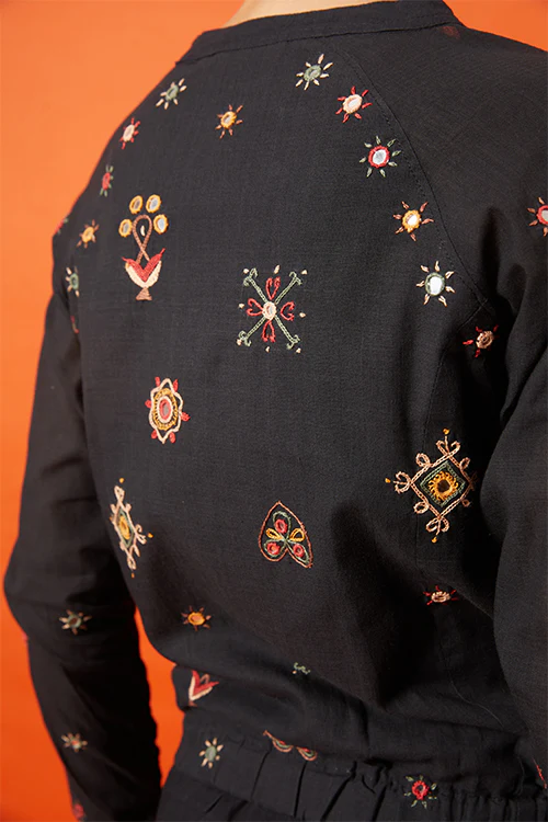 Okhai 'Warrioress' Kutch Embroidered Bomber Jacket - Image 3