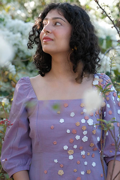 Okhai 'Water Lily' Hand Embroidered Cotton Dress - Image 10