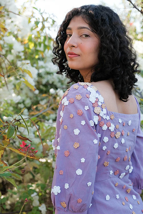 Okhai 'Water Lily' Hand Embroidered Cotton Dress - Image 2
