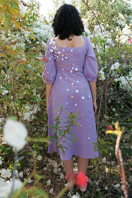 Okhai 'Water Lily' Hand Embroidered Cotton Dress - Image 5