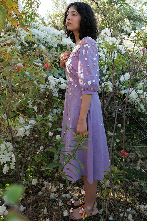Okhai 'Water Lily' Hand Embroidered Cotton Dress - Image 6