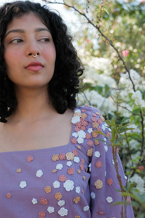 Okhai 'Water Lily' Hand Embroidered Cotton Dress - Image 8