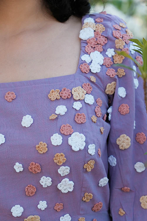 Okhai 'Water Lily' Hand Embroidered Cotton Dress - Image 9