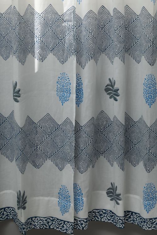 Sooti Syahi Weddell Blue Hand Block Printed Door Curtain - Image 5
