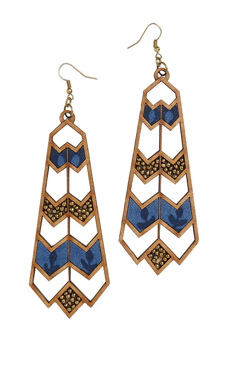Whe Blue Fabric Statement Earrings - Image 3