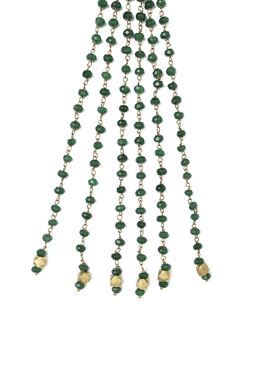 Whe Green Dyed Semi-precious Quartz Stone Lariat Necklace - Image 3