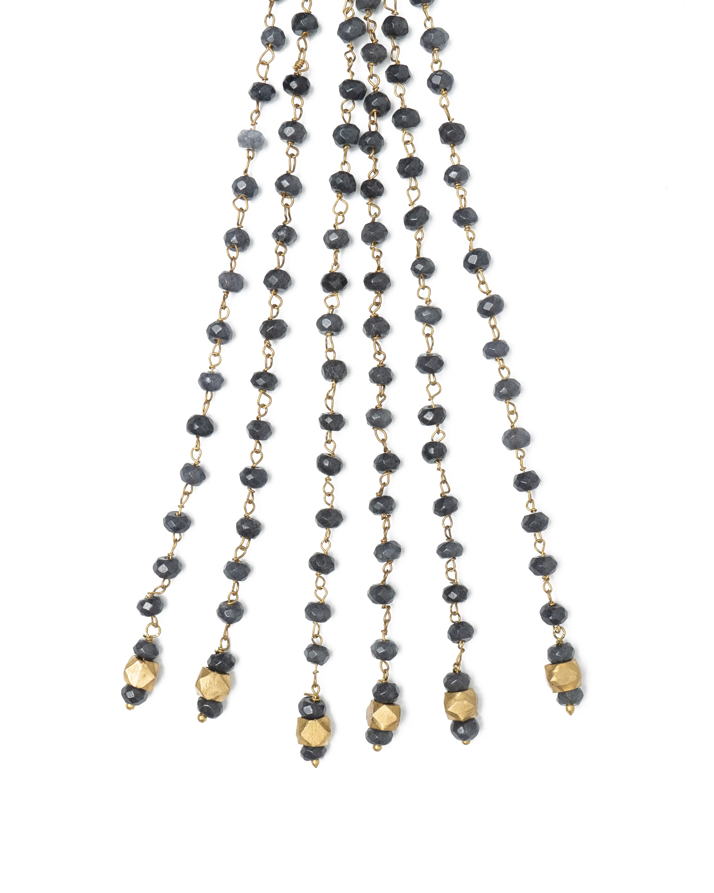 Whe Grey Dyed Semi-precious Quartz Stone Lariat Necklace - Image 4
