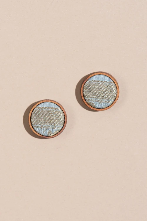 Whe Grey Gold Brocade Fabric & Repurposed Wood Stud