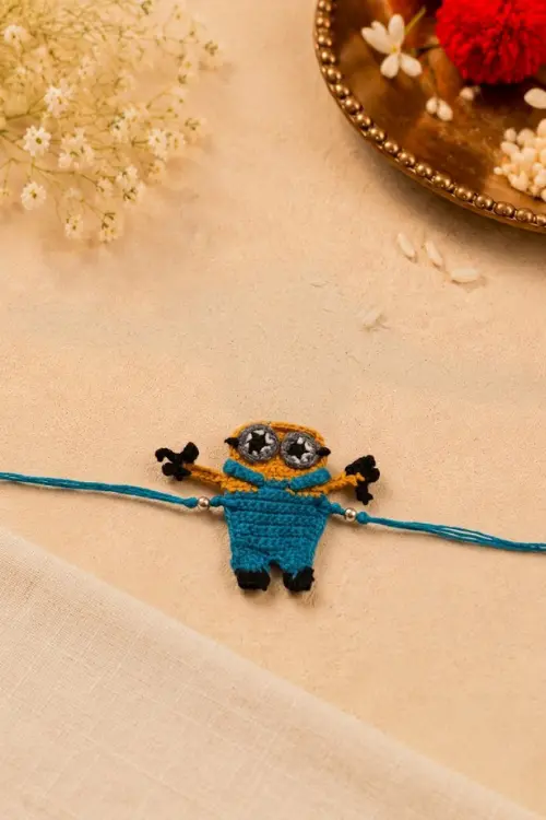 WHE Handmade Crochet Minion Rakhi - Image 2