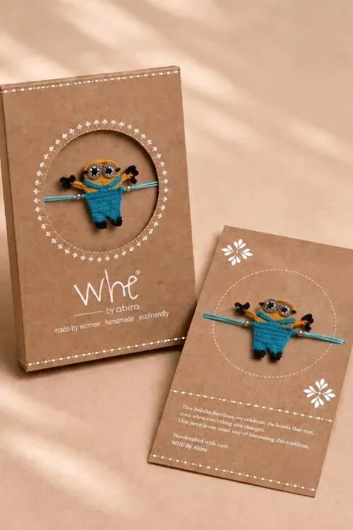 WHE Handmade Crochet Minion Rakhi - Image 3