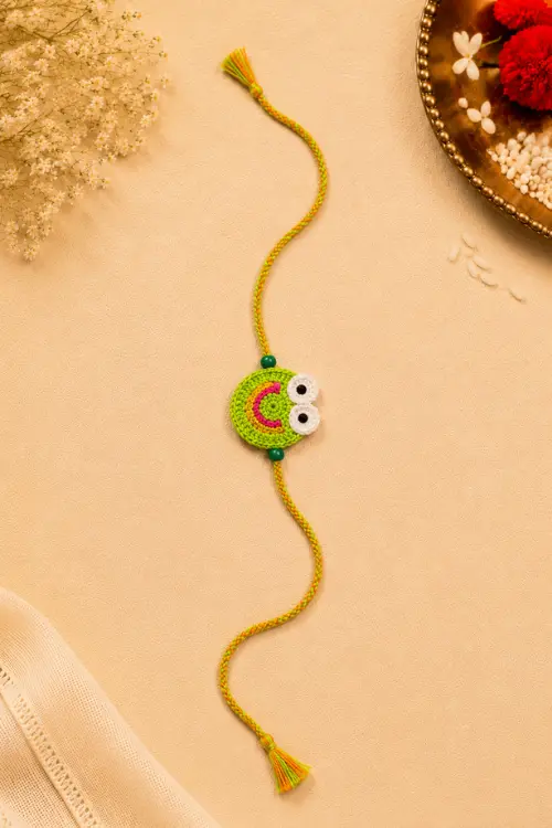 WHE Handmade Crochet Smiley Face Rakhi - Image 3