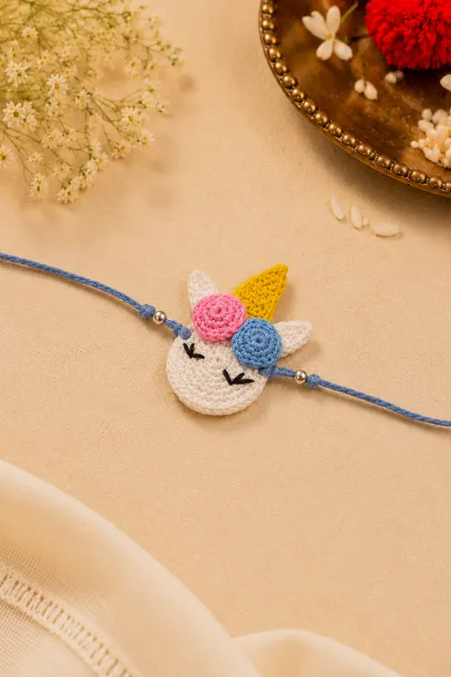 WHE Handmade Crochet Unicorn Rakhi - Image 2