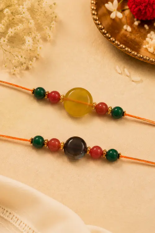 WHE Handmade Genuine Gemstone Rakhi Combo - Image 2