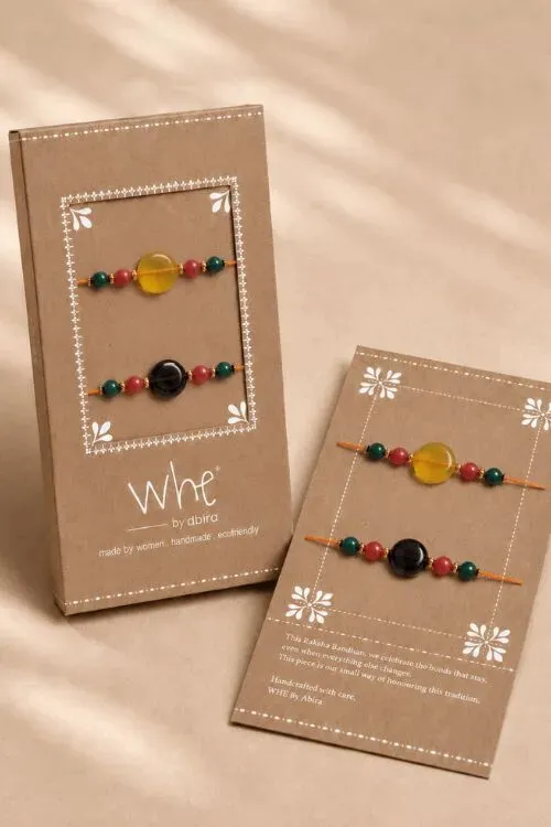 WHE Handmade Genuine Gemstone Rakhi Combo - Image 5