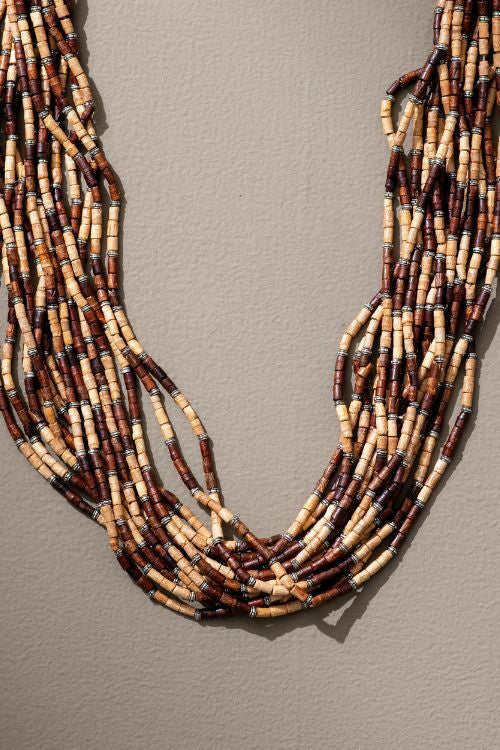 WHE Handmade Multilayer Adjustable Jute, Wooden Beads And Metal Beads Statement Necklace - Image 4